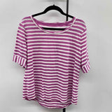 Talbots Women's Size L Purple Stripe Short Sleeve Shirt