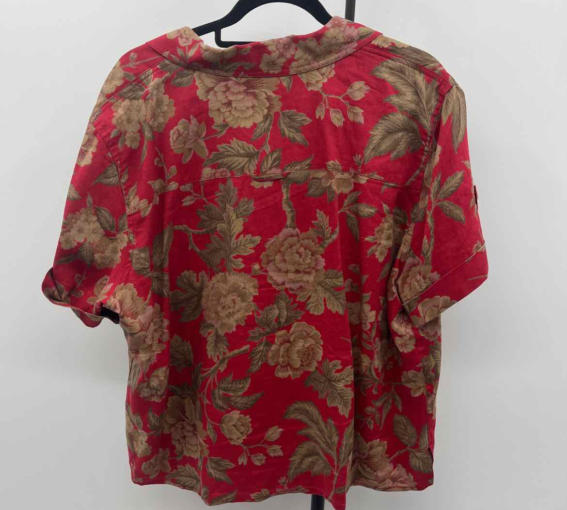 Ralph Lauren Women's Size 1X Red Floral Short Sleeve Shirt