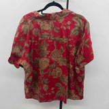 Ralph Lauren Women's Size 1X Red Floral Short Sleeve Shirt