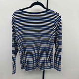 Lands End Women's Size XL Blue Stripe Long Sleeve Shirt