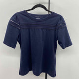 Talbots Women's Size M Navy Solid Short Sleeve Shirt