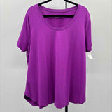 ava & viv Women's Size 1X Purple Solid Short Sleeve Shirt