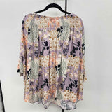 Cato Women's Size 4X Lavender Floral Long Sleeve Shirt