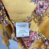 Bobeau Women's Size M Yellow Floral Long Sleeve Shirt