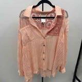 POL Women's Size M/L Peach Textured Long Sleeve Shirt