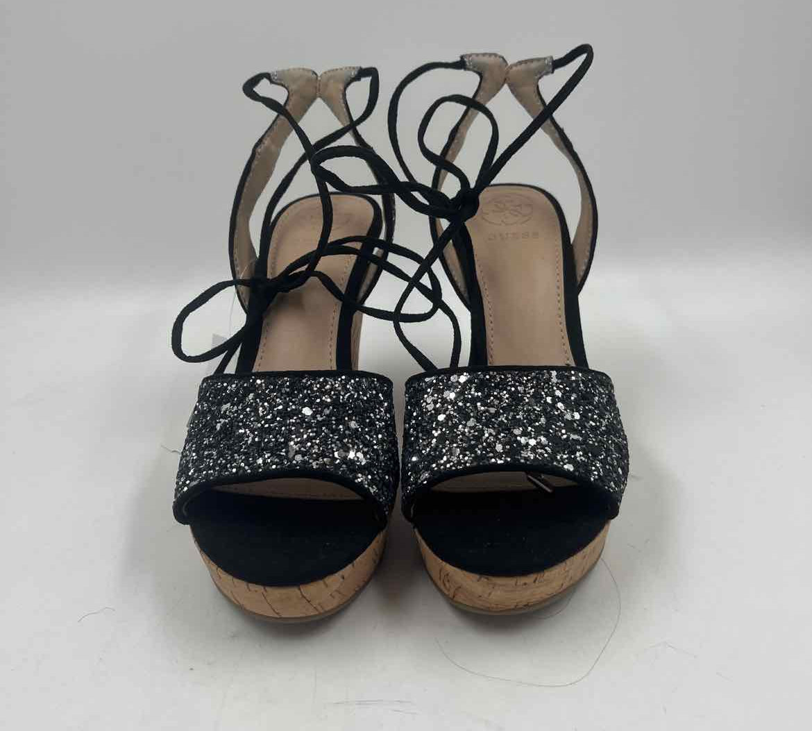 Guess Women's Shoe Size 6 Black glitter Wedges