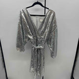 Anthropologie Junior's Size 18 Silver Sequins Gown/Evening Wear