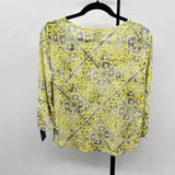 ciaraSunWoo Women's Size MP Yellow Damask Long Sleeve Shirt