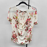 Sweet Adelyn Women's Size M White Floral Short Sleeve Shirt