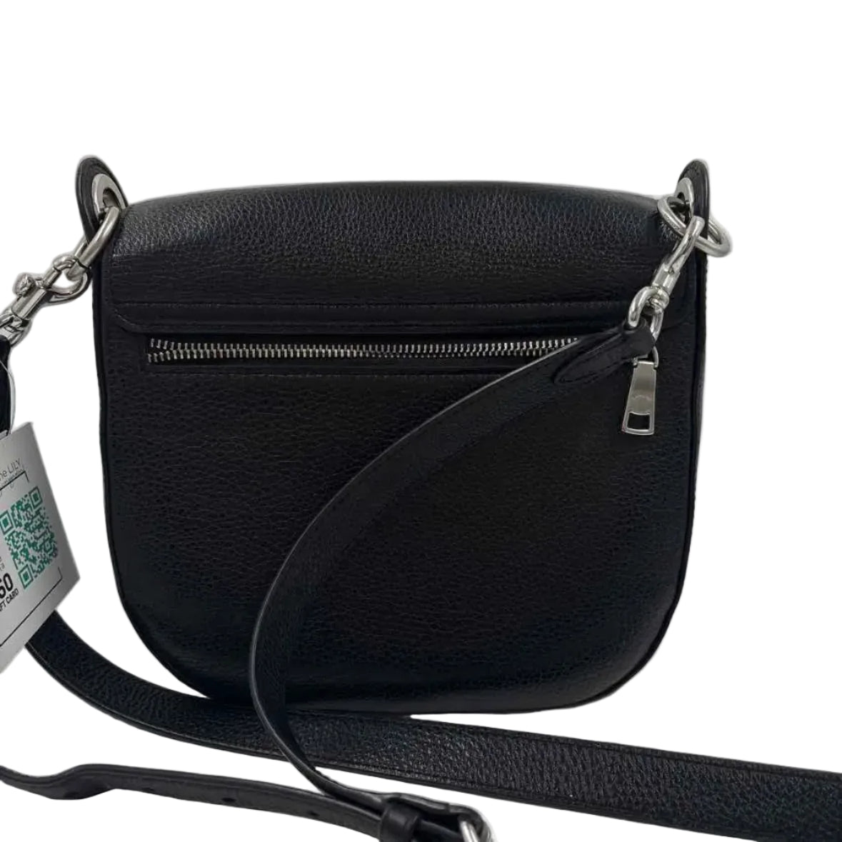 Back COACH Black Leather KLEO Buckle SaddleBag Crossbody Purse