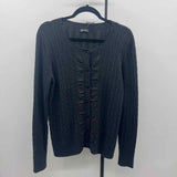 Eddie Bauer Women's Size L Charcoal Cable Knit Cardigan