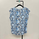 Tommy Hilfiger Women's Size M Blue Floral Short Sleeve Shirt