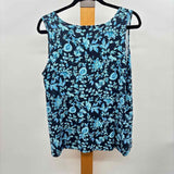 JJill Women's Size L Navy Floral Sleeveless Shirt