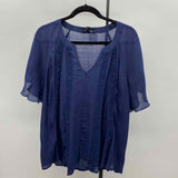 Zac & Rachel Women's Size 2X Navy Textured Short Sleeve Shirt