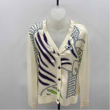 Tory Burch Women's Size M Ivory Zebra Cardigan