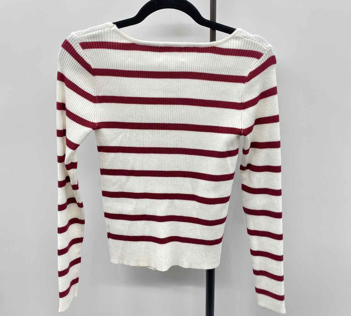 Pinque Women's Size S White Stripe Long Sleeve Shirt