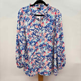 Talbots Women's Size 2X Blue Floral Long Sleeve Shirt