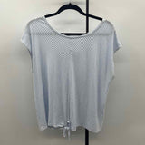 JJill Women's Size L Light Blue Stripe Short Sleeve Shirt