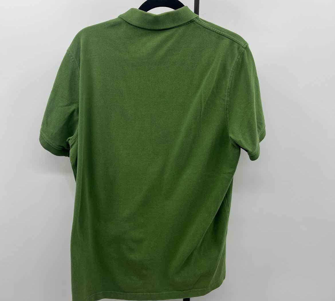 Lands End Men's Size L Green Cotton Solid Short Sleeve Shirt