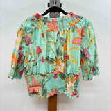 Spartina Women's Size XL Green Floral Short Sleeve Shirt