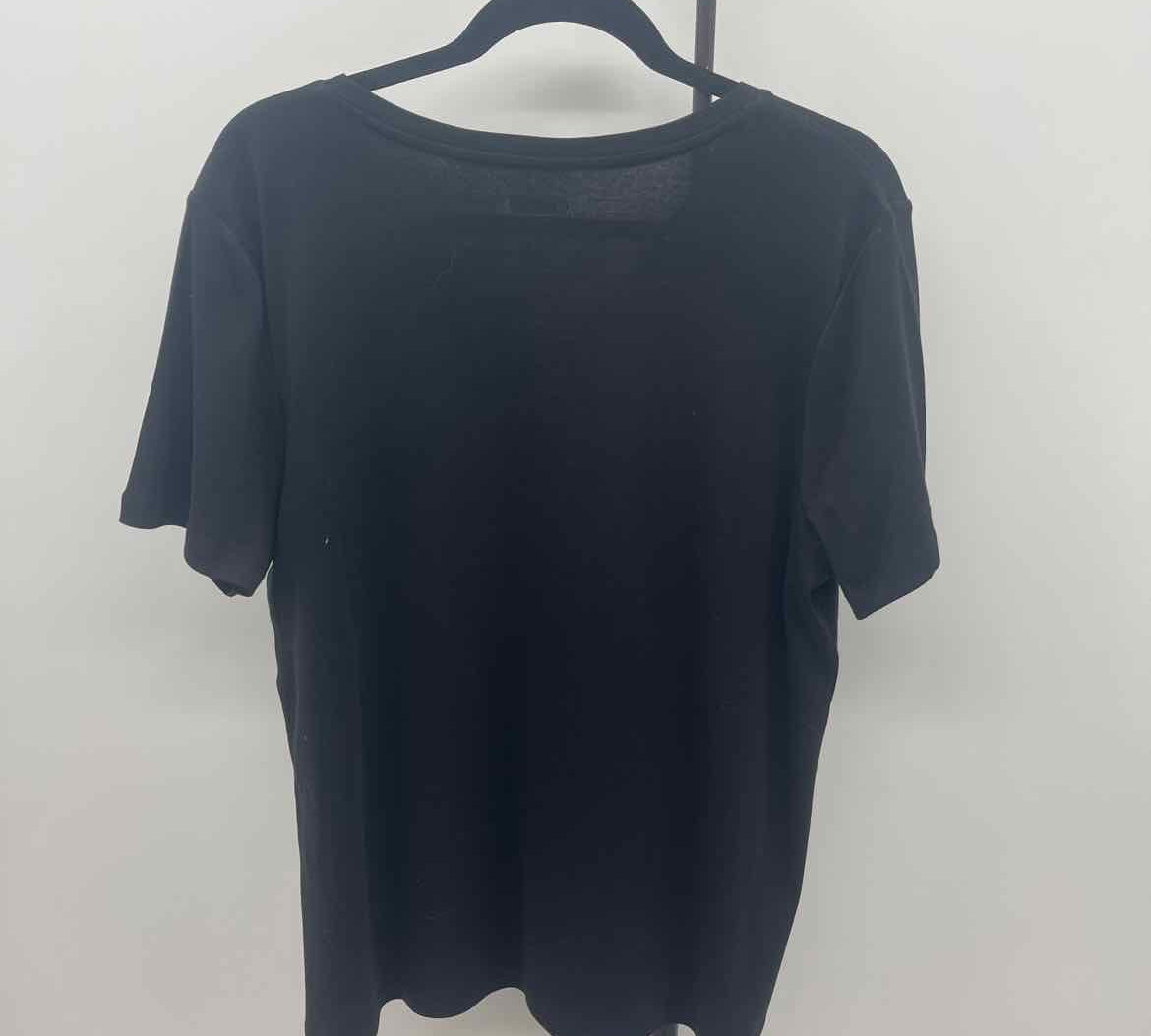 Chico's Women's Size XL Black Solid Short Sleeve Shirt