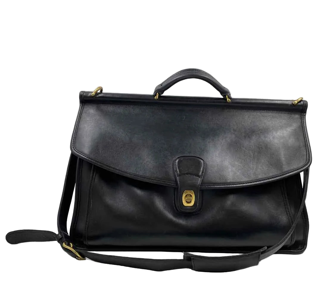 COACH Black Leather BEEKMAN Handled Briefcase Tote Purse w/Crossbody
