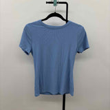 Nine West Women's Size M Blue Ribbed Short Sleeve Shirt