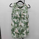 C&C California Women's Size 1X Green Leaf Sleeveless Shirt