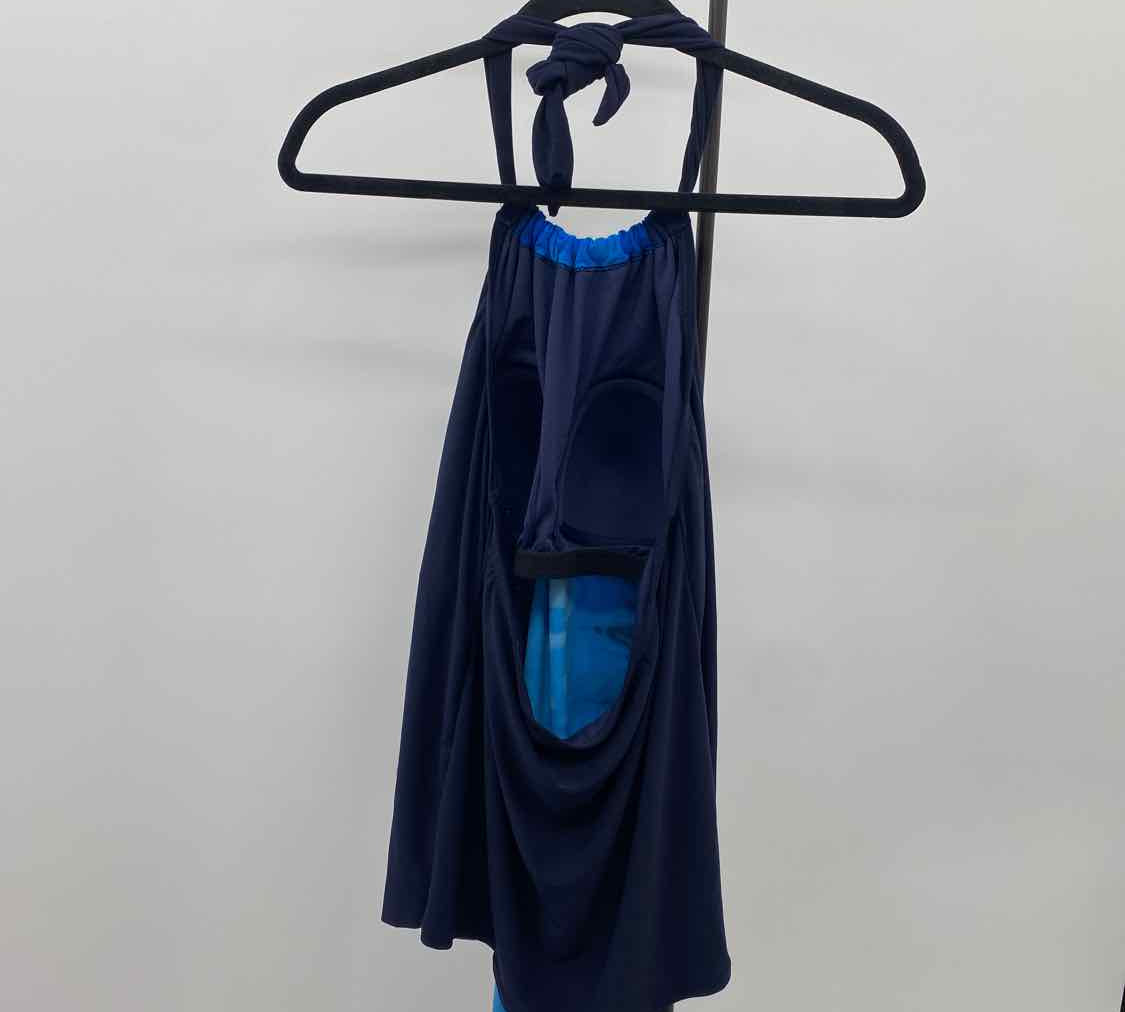 Aqua Green Women's Size L Navy Solid Swimsuit - Separate