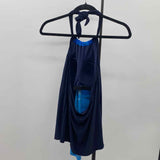 Aqua Green Women's Size L Navy Solid Swimsuit - Separate
