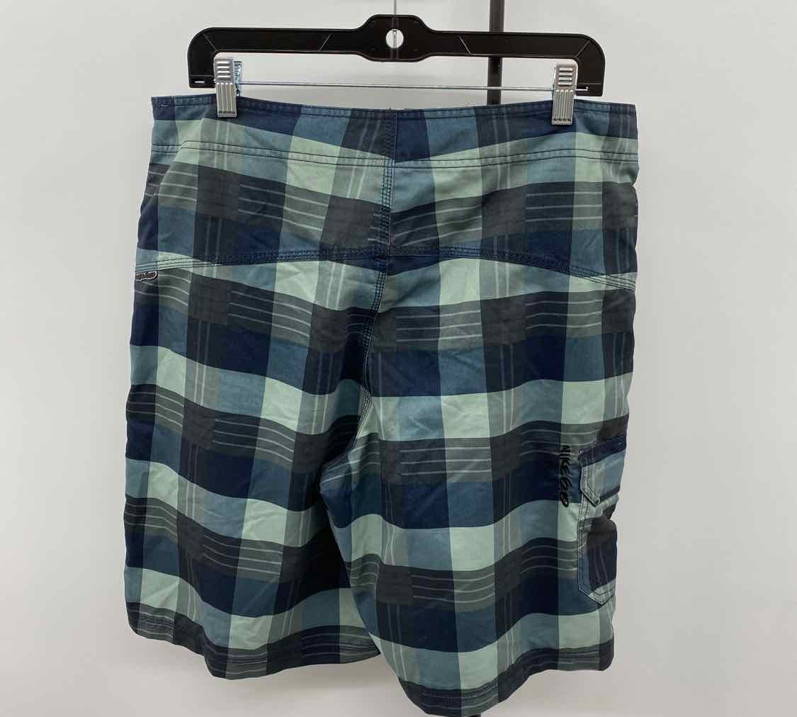 Nike Men's Size 36 Green Plaid Swim Trunks