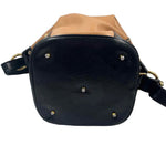 Bottom MARINO ORLANDI Tan & Black Leather Large Convertible Sling Bag/Backpack Purse