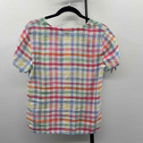 Talbots Women's Size SP Multi-Color Checkered Short Sleeve Shirt