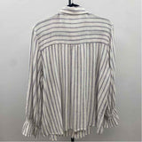 Lauren Conrad Women's Size XXL White Stripe Long Sleeve Shirt