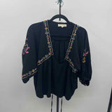 Vine & Love Women's Size M Black Embroidered Long Sleeve Shirt