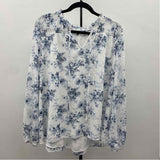 Maison d'Amelie Women's Size XL Blue Floral Long Sleeve Shirt