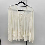 Easel Women's Size 2X Ivory Solid Long Sleeve Shirt