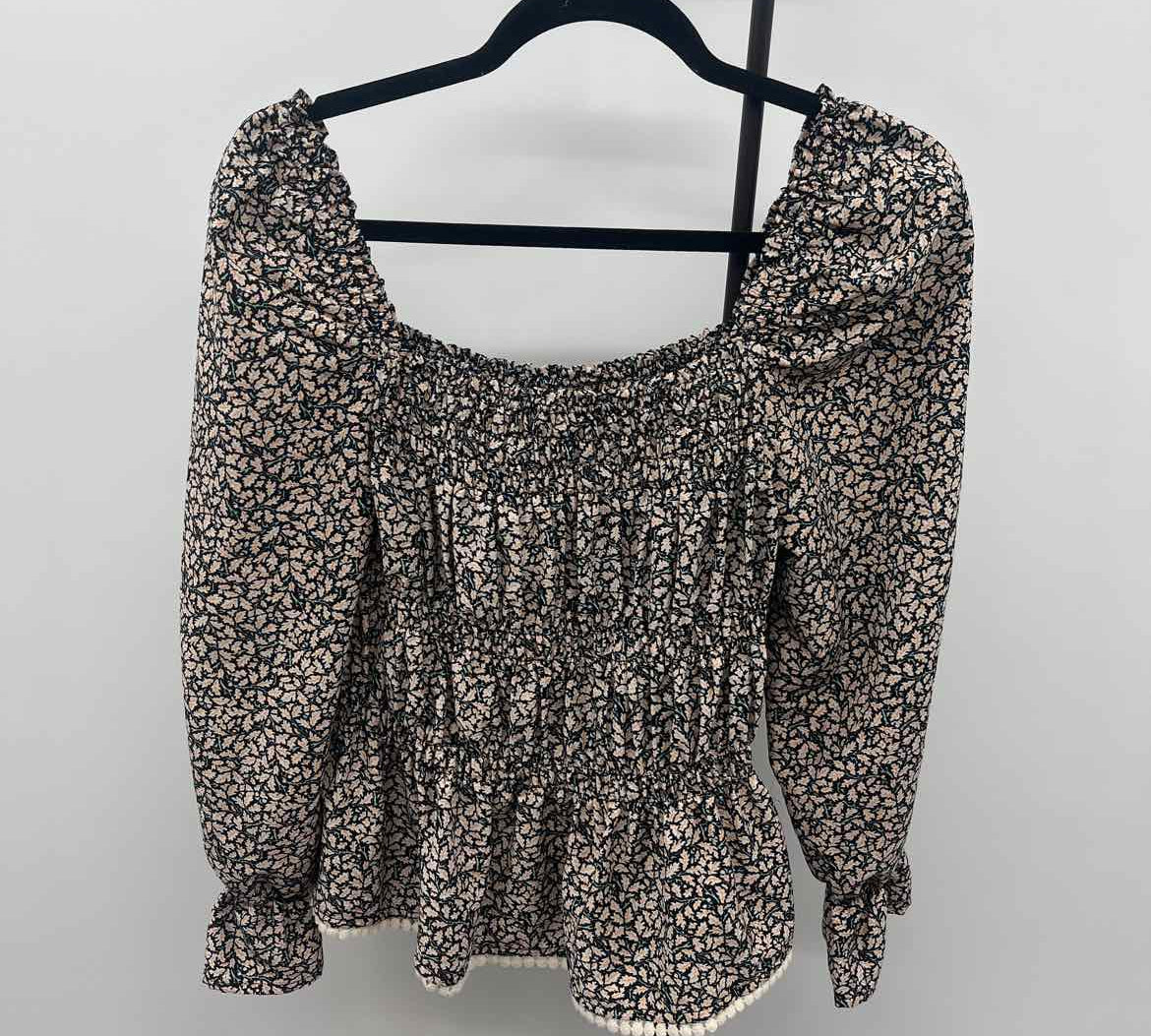 THML Women's Size XS Black Floral Long Sleeve Shirt