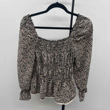 THML Women's Size XS Black Floral Long Sleeve Shirt