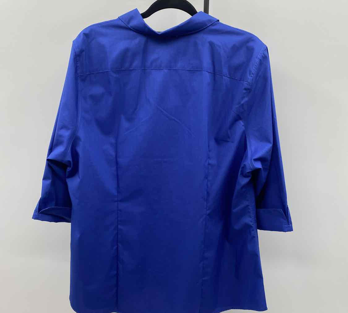 Lands End Women's Size 18W Blue Solid Long Sleeve Shirt