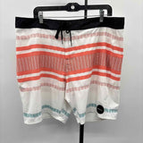 RVCA Men's Size 38 White Striped Swim Trunks