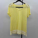 Talbots Women's Size M Yellow Stripe Short Sleeve Shirt