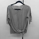 Tickled Teal Women's Size S Charcoal Stripe Short Sleeve Shirt