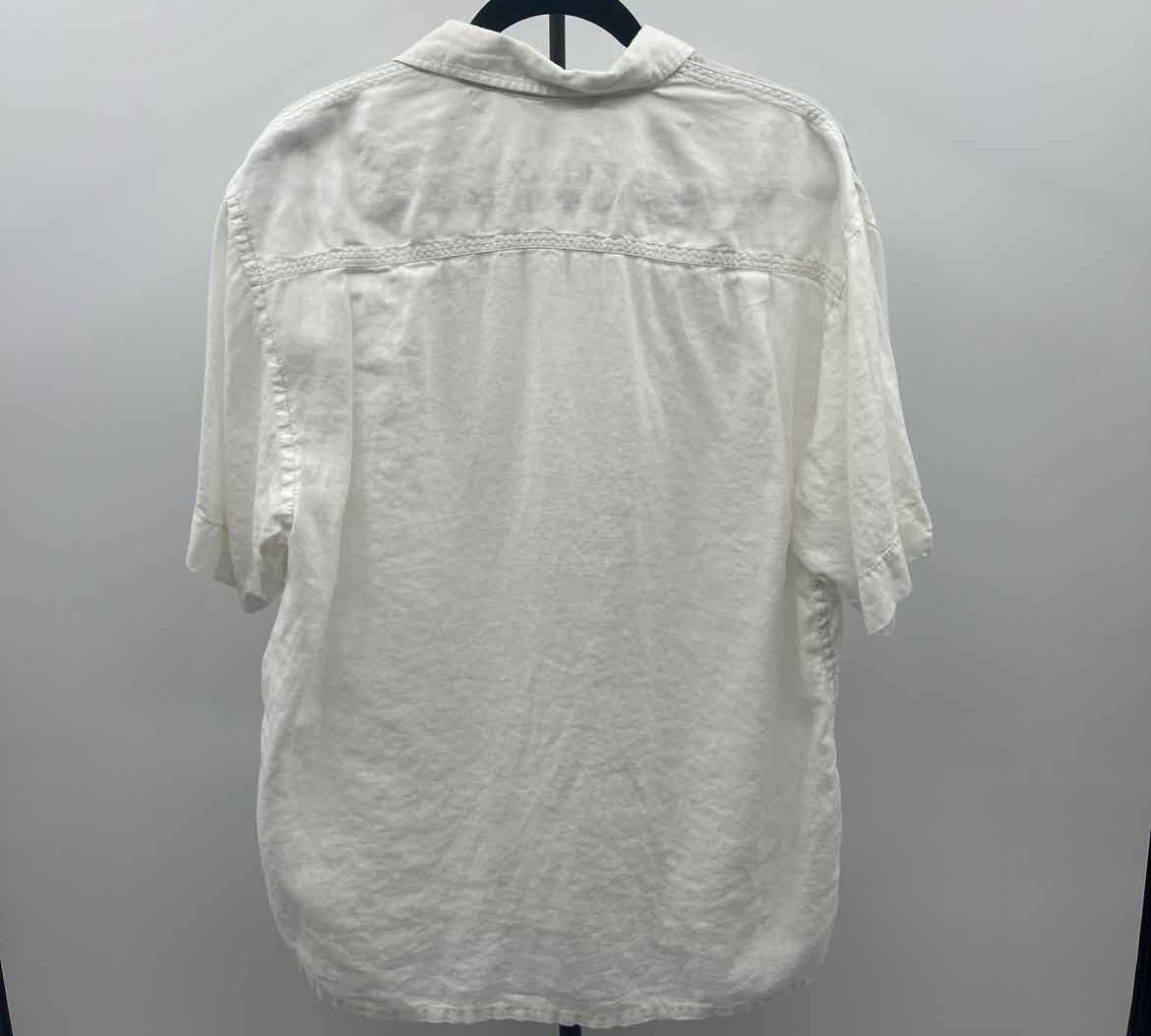 Tommy Bahama Men's Size L White Linen Solid Short Sleeve Shirt