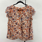Love the Label Women's Size XL Rust Floral Short Sleeve Shirt
