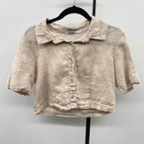 Valentina Naldi Women's Size L Beige Heathered Short Sleeve Shirt
