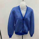 Tory Burch Women's Size M Blue Checkered Cardigan