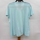 Lands End Women's Size L Aqua Solid Short Sleeve Shirt