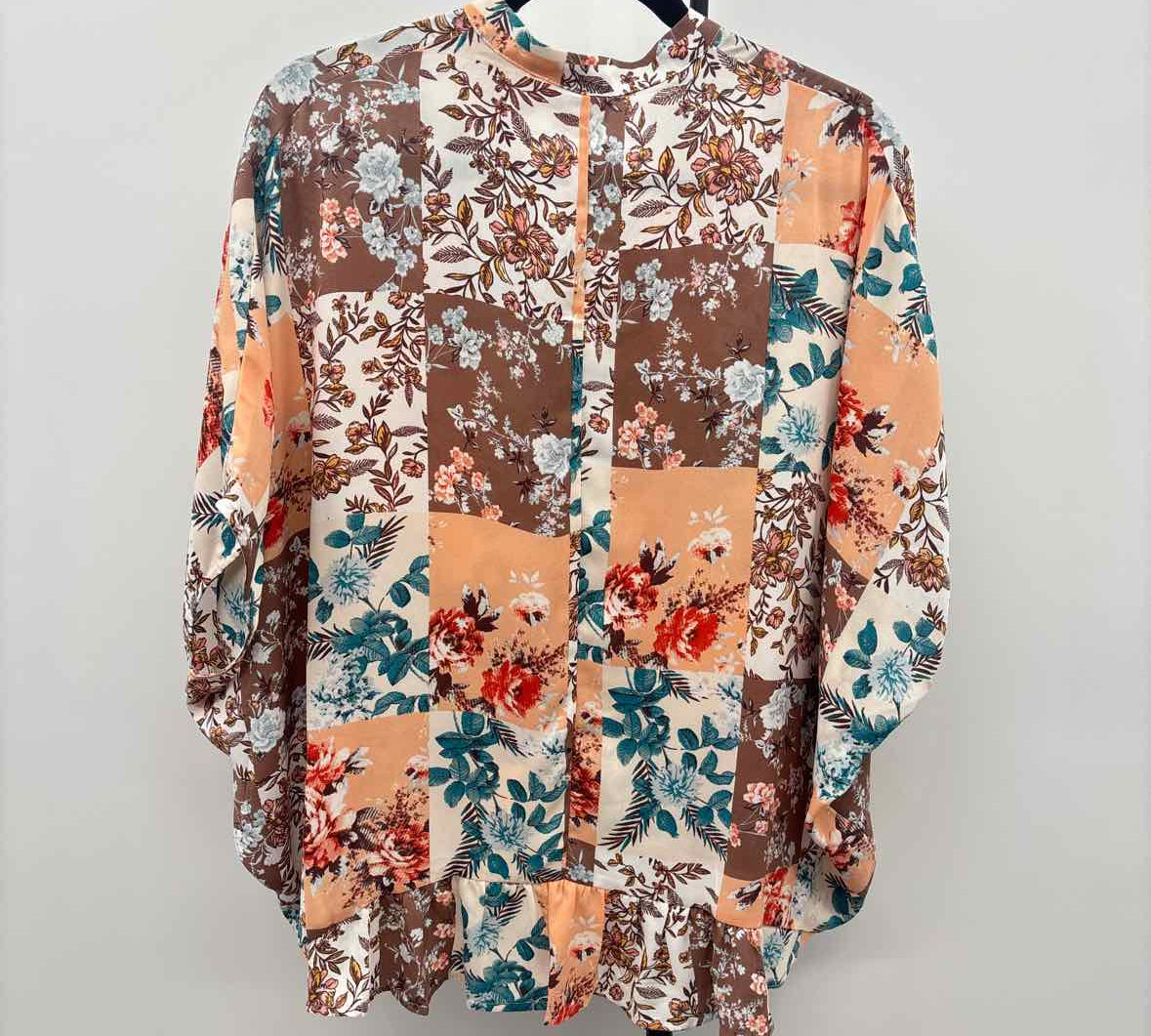 Andree Women's Size S Brown Floral Short Sleeve Shirt