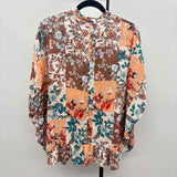 Andree Women's Size S Brown Floral Short Sleeve Shirt